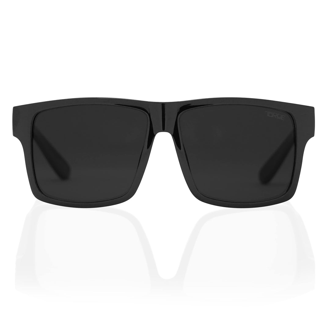 TOROE Eyewear Super Dark Polarized Black Sunglasses Casual Blacked Out Category 4 Tinted Lenses (FIELD | Black Emblem | C4) 並行輸入品