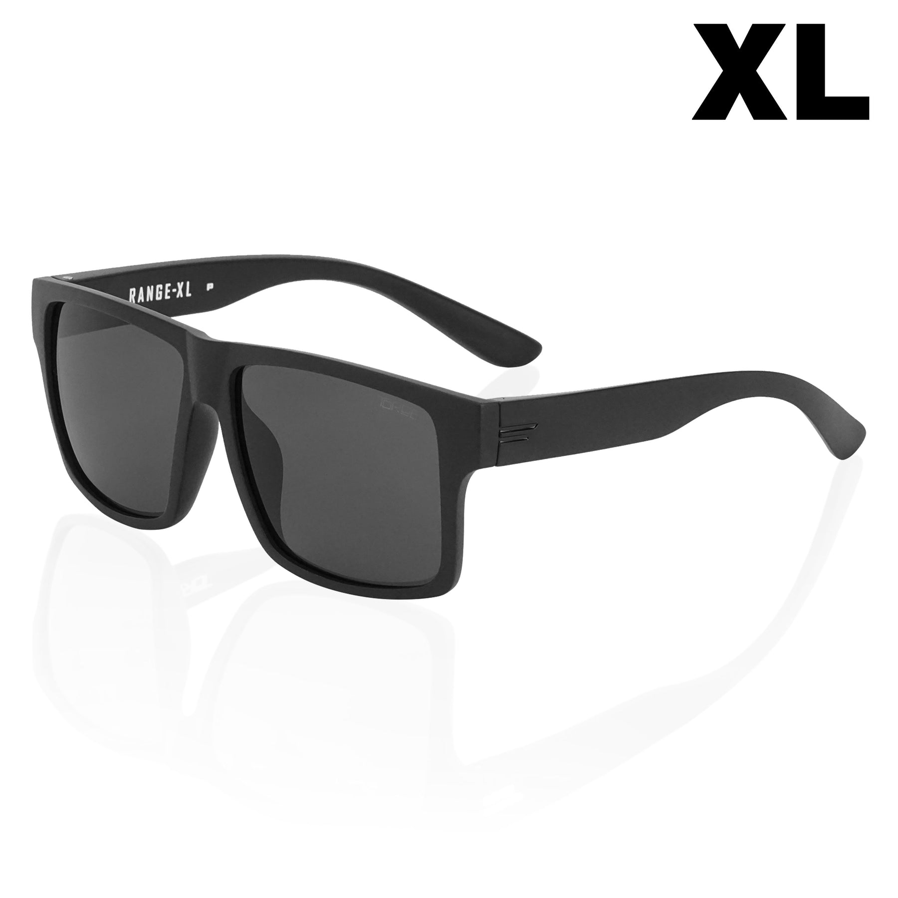 Extra-Large Range XL Polarized Sunglasses for Big Dawgs Matte Black / Black / Silver Mirror Lens